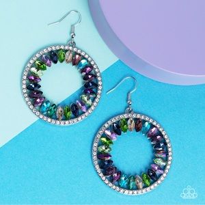 - Marquis cut gem earrings - multicolored